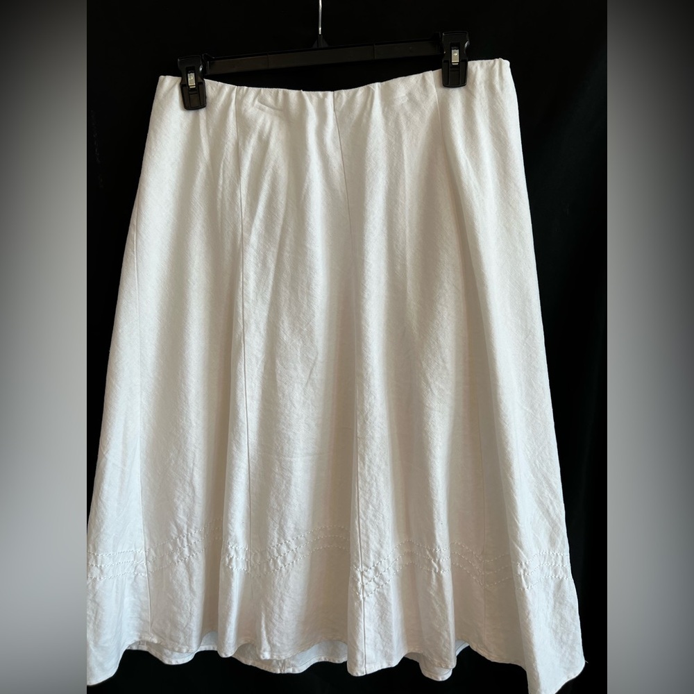 CJ Banks Women’s 1X White Linen Blend A-Line Skirt 🤍🌿